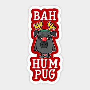 Bah Hum Pug - Black Sticker